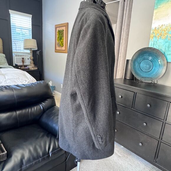 Calvin Klein Men’s 46R Charcoal Gray Wool-Blend Overcoat Classic - Picture 5 of 15